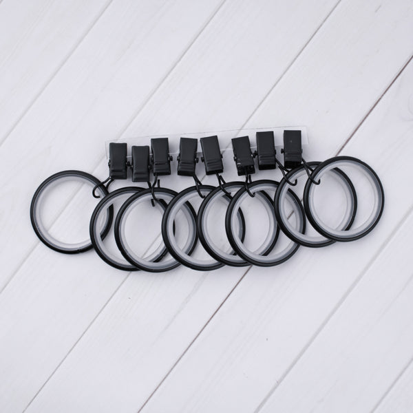 Metal rings with clip for 28mm rod - Black