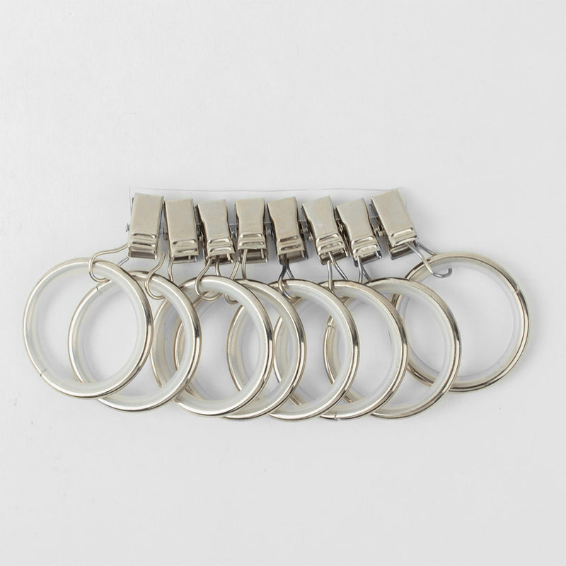 Metal rings with clip for 28mm rod - Brushed Silver