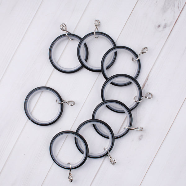 Metal rings with eyelet for 28mm rod - Black