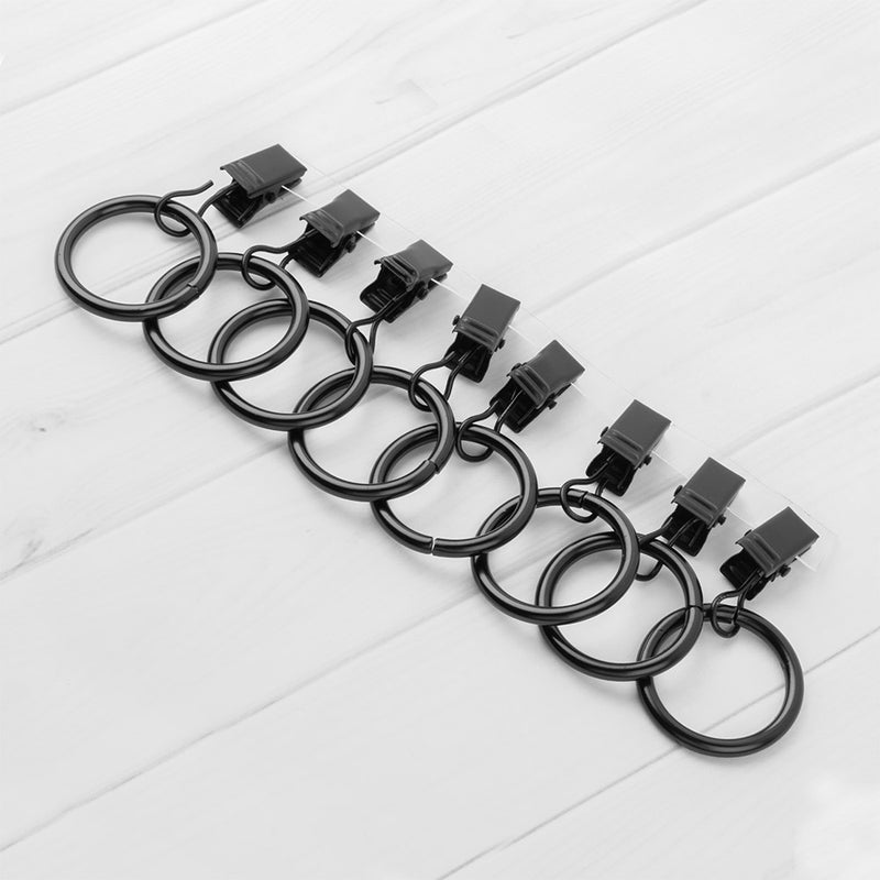 Metal rings with clips for 19mm rod - Black