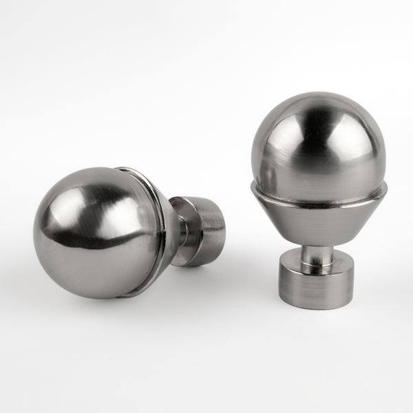 Metal finial for 19mm rod - Galileo - Brushed Silver