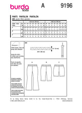 Burda Pattern - 9196 Children's Leggings