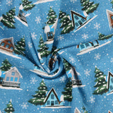 Flanellette imprimée de Noël - 004 - Bleu Moyen