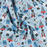 Flanellette imprimée de Noël - 010 - Bleu Pâle