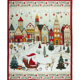 Henry Glass - Panneau de Coton imprimé 36 x 45 po (91 x 112 cm) - <NORDIC HOLIDAY VILLAGE> - 005 - Multicouleur