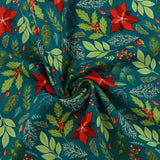 Blank - Printed Cotton - HOLLY JOLLY CALICO - 008 - Teal