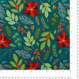 Blank - Printed Cotton - HOLLY JOLLY CALICO - 008 - Teal