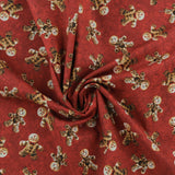 Blank - Printed Cotton - GEARS & GARLAND - 001 - Red