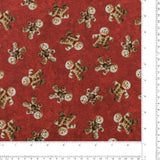Blank - Printed Cotton - GEARS & GARLAND - 001 - Red