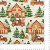 3 Wishes Fabrics - Printed Cotton - VERY MERRY GINGERBREAD - 002 - White
