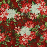 Studio E - Coton imprimé - <HOLIDAY FEATHER &amp; FLOURISH> - 002 - Rouge foncé