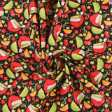3 Wishes Fabrics - Coton imprimé - <HAPPY ALCOHOLIDAYS> - 004 - Noir
