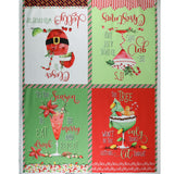 3 Wishes Fabrics - Panneau de Coton imprimé 36 x 44 po (91 x 112 cm) - <HAPPY ALCOHOLIDAYS> - 006 - Multicouleur
