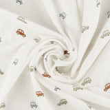 Gaze double imprimée - DOUDOU - 007 - Blanc