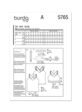 Patron Burda 5765  Hauts pour femme