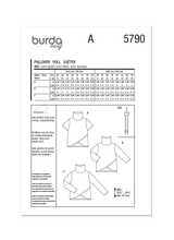 Patron Burda 5790  Hauts pour femme