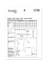 Patron Burda 5796  Robe et haut pour femme