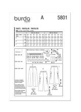 Burda Pattern - 5801 Misses' Trouser Pants