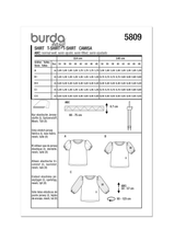 Patron Burda 5809  Chemise pour femme