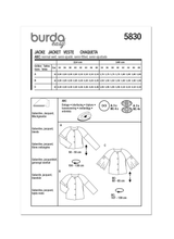 Burda Pattern - 5830 Misses' Jacket