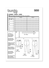 Burda Pattern - 5850 Misses' Leggings