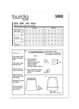 Burda Pattern - 5868 Misses' Skirt