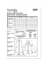 Burda Pattern - 5869 Misses' Waistcoat/Vest & Jacket
