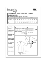 Burda Pattern - 5883 Misses' Jacket & Coat