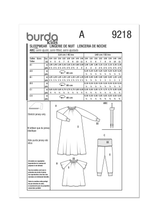 Burda Pattern - 9218 Children's Sleepwear