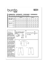 Patron Burda 9231  Ensembles pour bébés