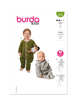 Patron Burda 9235  Combinaison pour bébé