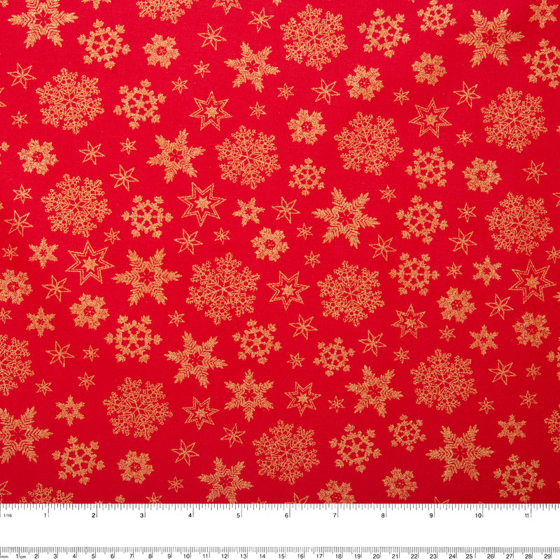 Christmas printed cotton - Snowflakes - Red