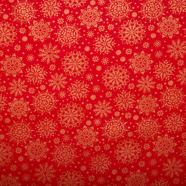 Christmas printed cotton - Snowflakes - Dark red