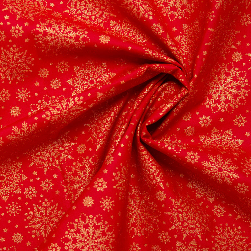 Christmas printed cotton - Snowflakes - Dark red