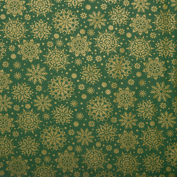 Christmas printed cotton - Snowflakes - Green