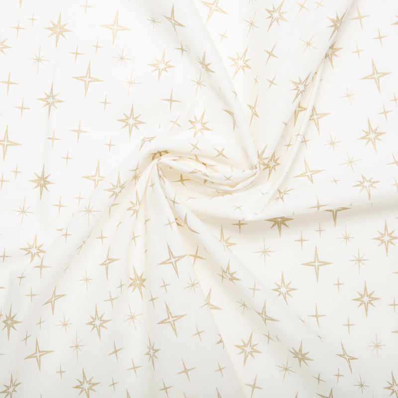 Christmas printed cotton - Stars - White/Gold