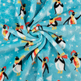 Coral Fleece Blanketing - Penguin - Aqua