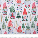 Printed Micro Chenille - DIGITAL - Gnomes Christmas - White