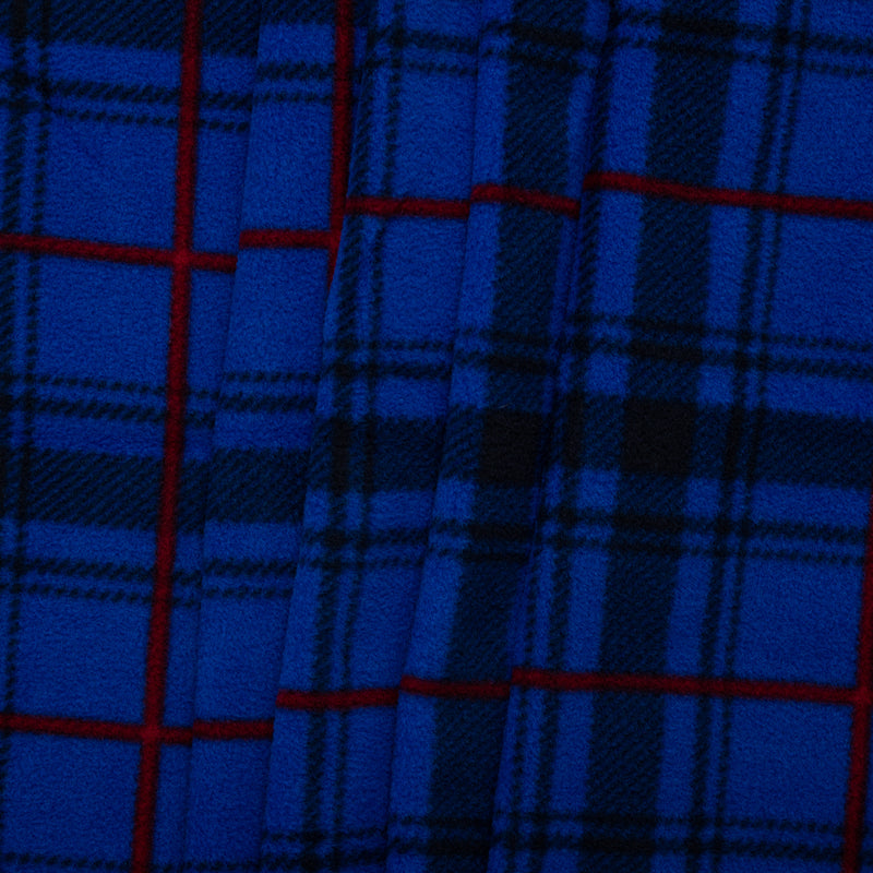 Anti Pill Fleece Print - SLIPPY - Plaids - Cobelt blue