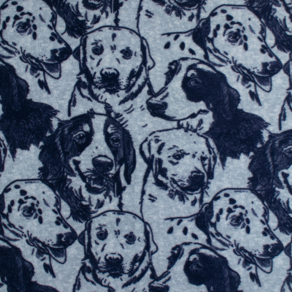 Anti-Pill Fleece Print - SLIPPY - Dogs - Blue