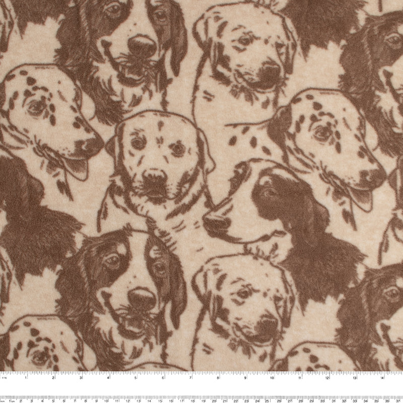 Anti-Pill Fleece Print - SLIPPY - Dogs - Beige