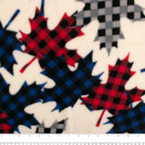 Anti-Pill Fleece Print - SLIPPY - Maple leaf plaids - Red