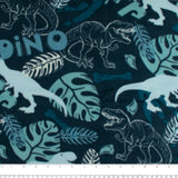 Anti-Pill Fleece Print - SLIPPY - Tropical dinosaur - Blue