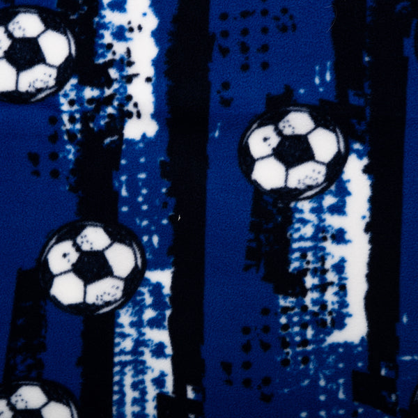 Anti Pill Fleece Print - SLIPPY - Soccer ball - Blue
