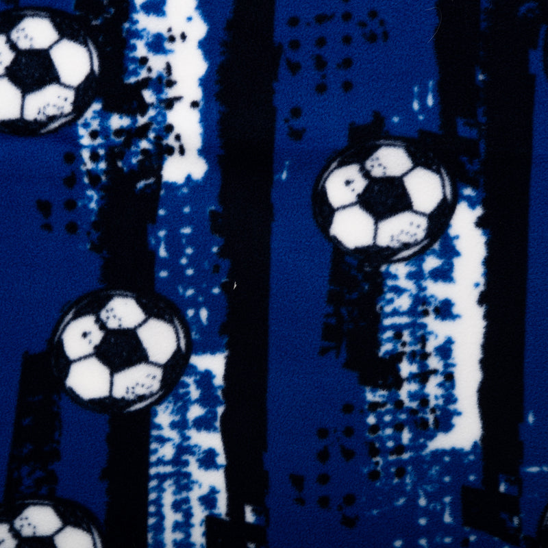 Anti Pill Fleece Print - SLIPPY - Soccer ball - Blue