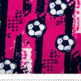 Anti Pill Fleece Print - SLIPPY - Soccer ball - Pink