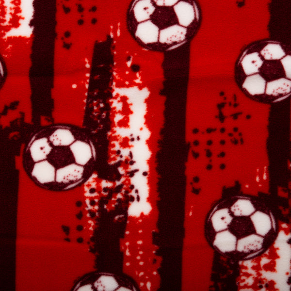 Anti Pill Fleece Print - SLIPPY - Soccer ball - Red