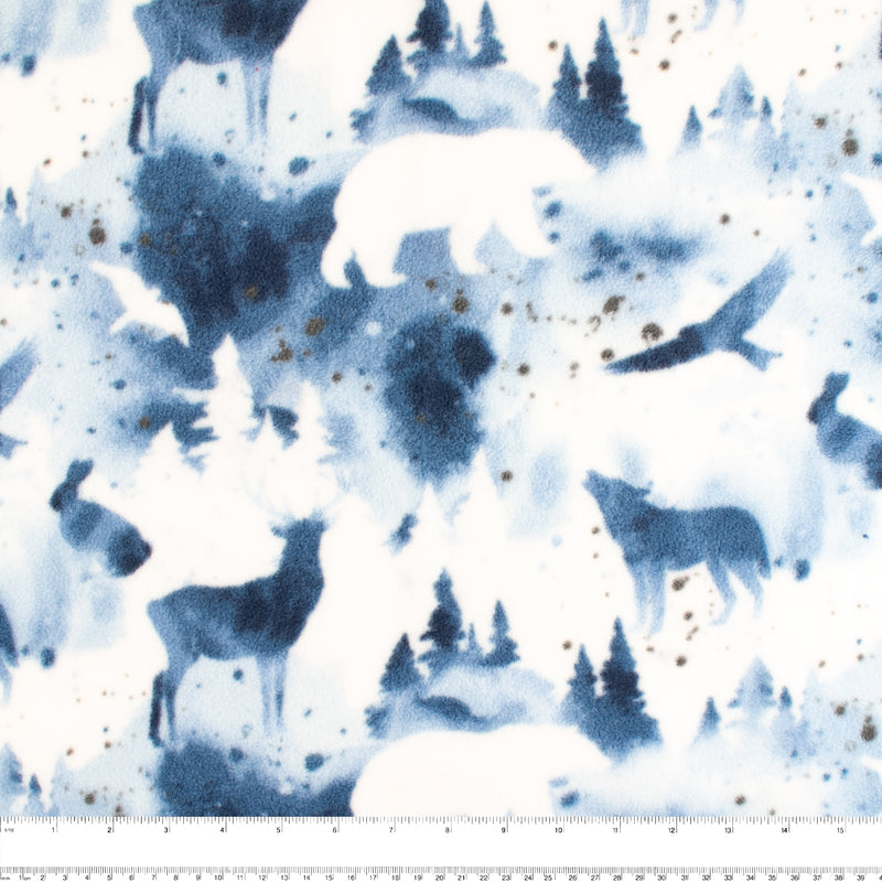 Molleton imprimé anti-boulochage - &lt;SLIPPY&gt; - Vie sauvage abstrait - Bleu