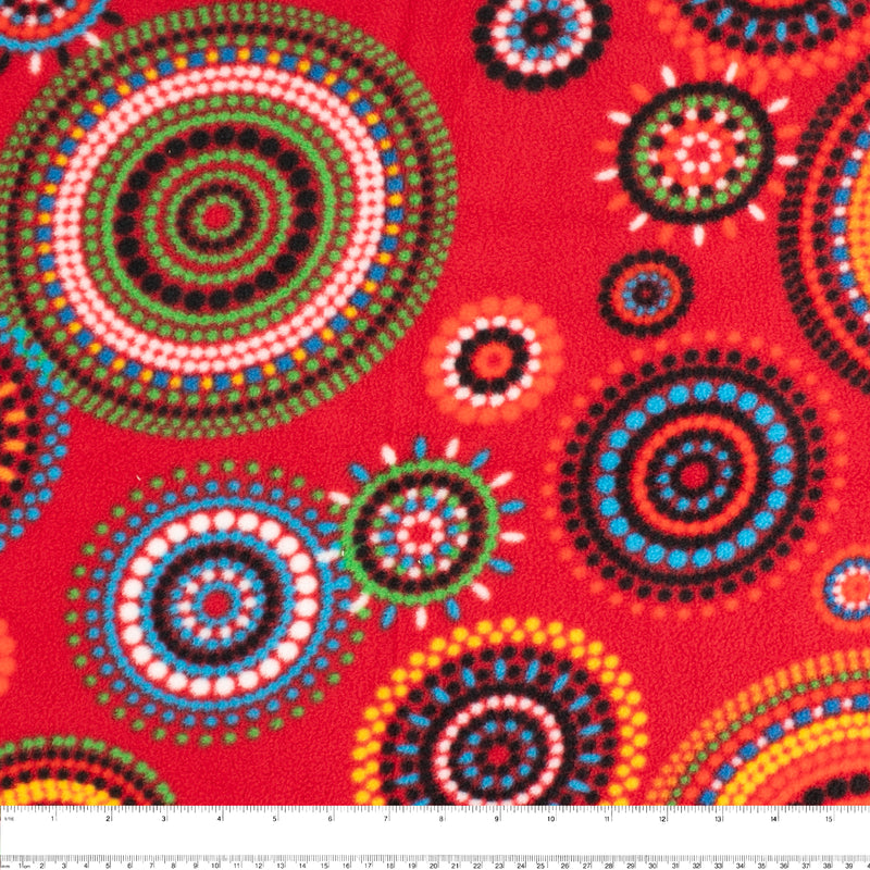 Anti-Pill Fleece Print - SLIPPY - Cercles dots - Red