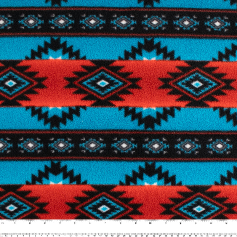 Molleton imprimé anti-boulochage - &lt;SLIPPY&gt; - Rayures Navajo - Bleu